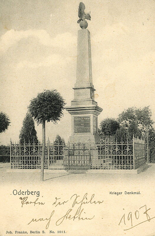 Gefallenen Denkmal in Oderberg 1907 | www.oderberg-damals.de