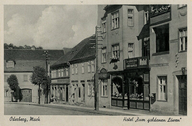Oderberg Gasthaus Hotel Goldener Löwe um 1930 | www.oderberg-damals.de