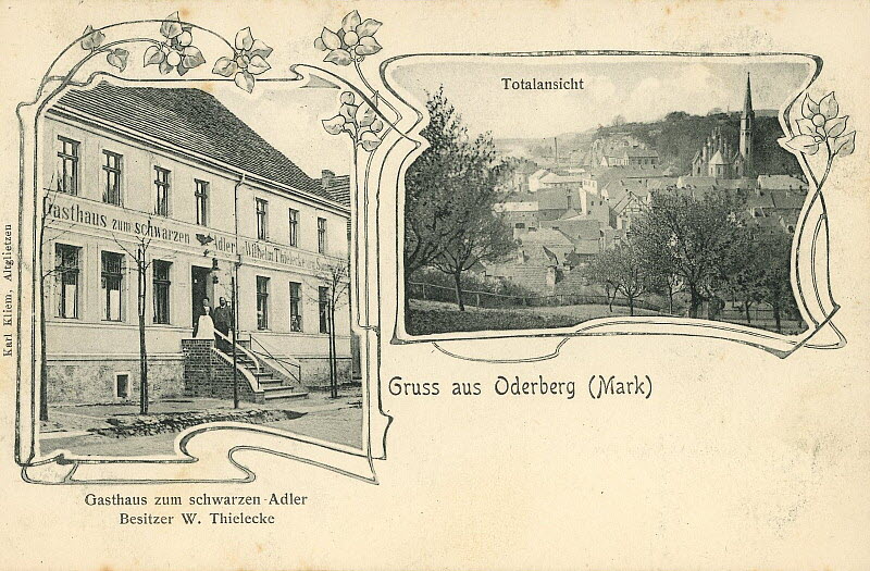 Gasthaus zum Schwarzen Adler um 1908 | www.oderberg-damals.de